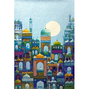 Javed Qamar, 24 x 36 inch, Acrylic On Canvas, Cityscape Painting, AC-JQ-274